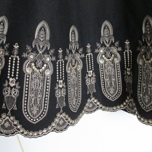 Vintage Joy London Skirt 100% Wool Embroidered Sequins Full Lining - Picture 4 of 11